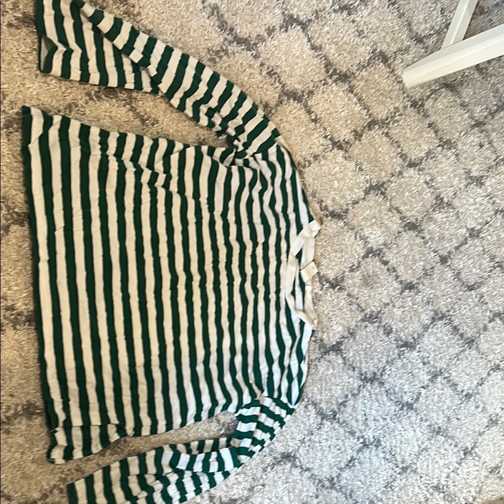 H&M Green and White Striped Top